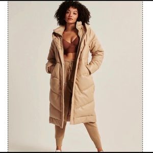Abercrombie puffer leather coat
